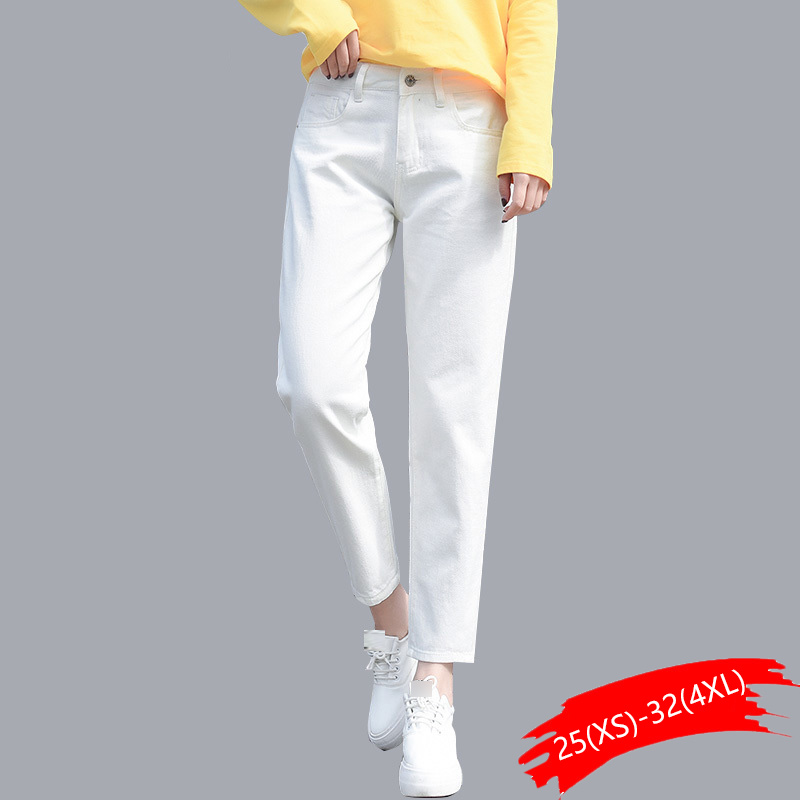 

Cotton White Jeans For Women High Waist Harem Mom Jeans Plus Size Sky Blue Pants Black fashion For Women Beige jean