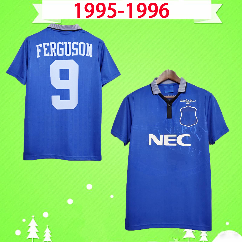 

1995 1996 retro soccer jerseys home blue classic camiseta 95 96 Vintage football shirts Kanchelskis Stuart Amokachi Rideout Ferguson