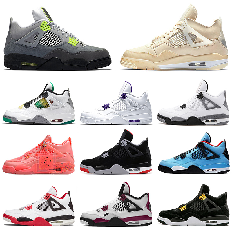 

Mens Basketball Shoes Jumpman 4 Sail 4s Neon Off Bred Black Cat What the White Court Purple Rasta Trainers Sneakers Sports Runners Size 13, B11 40-47 court purple