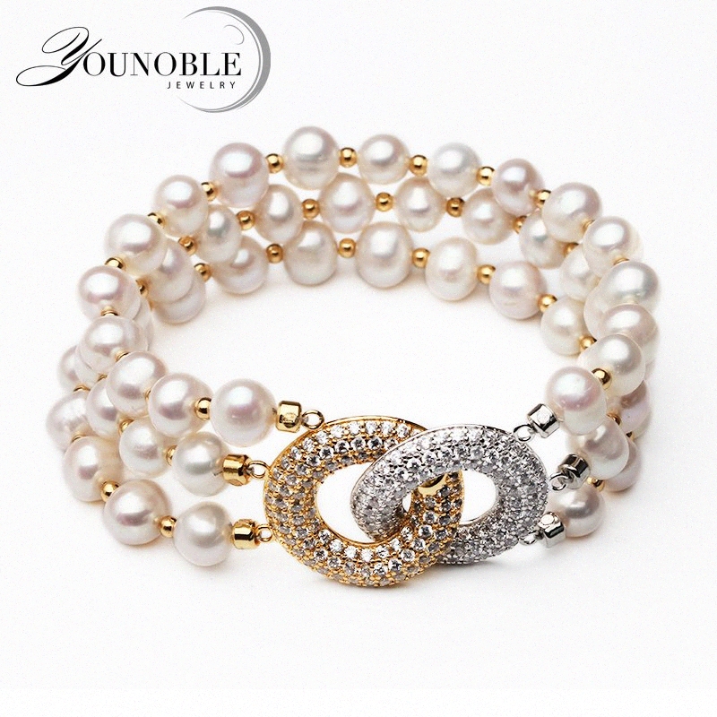 Mujeres Niñas con cuentas de cristal de varias capas Pulsera De Perlas Brazalete Joyería Encanto Regalo