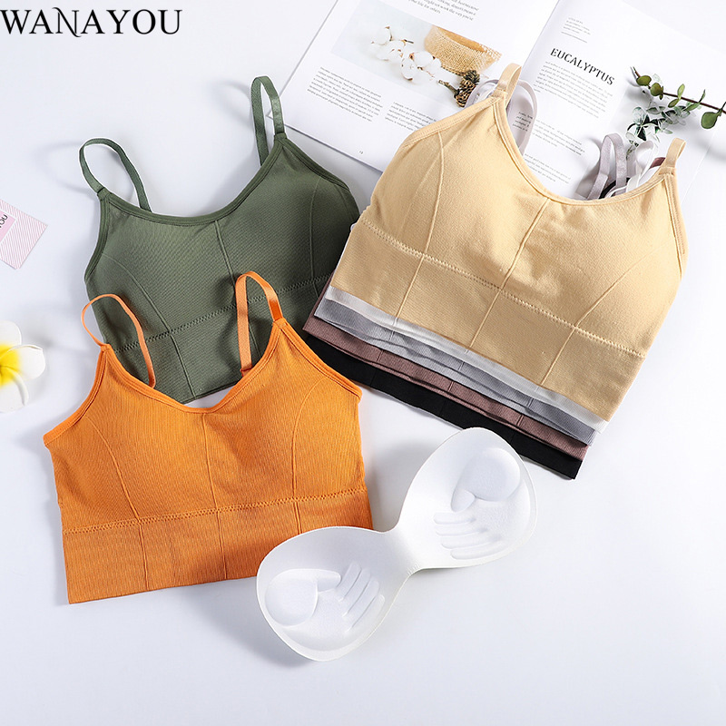 

WANAYOU Women Breathable Padded Sports Bras Shockproof Push Up Running Athletic Yoga Bra Tops Workout Running Fitness Tank Top, Orange