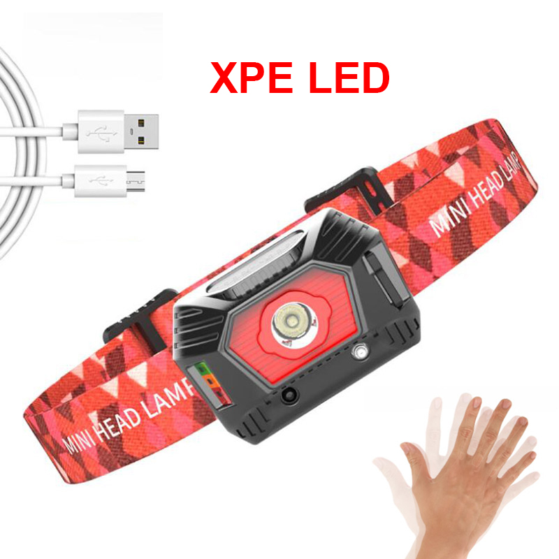 

Mini Portable Headlamp XPE LED Motion Sensor Headlight Built-in Batteries Head Light Lamp for Running Fshing Cycling