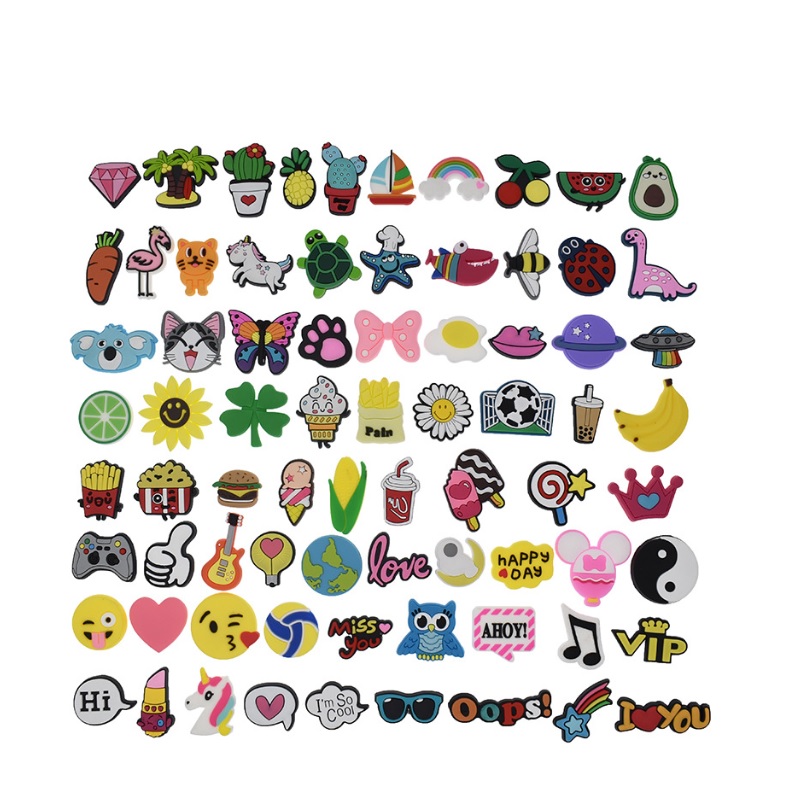 

random flower PVC Shoe Charms Shoes Accessories Fit Bands Bracelets croc jibz Kids Gifts decoration Wristband, White;pink