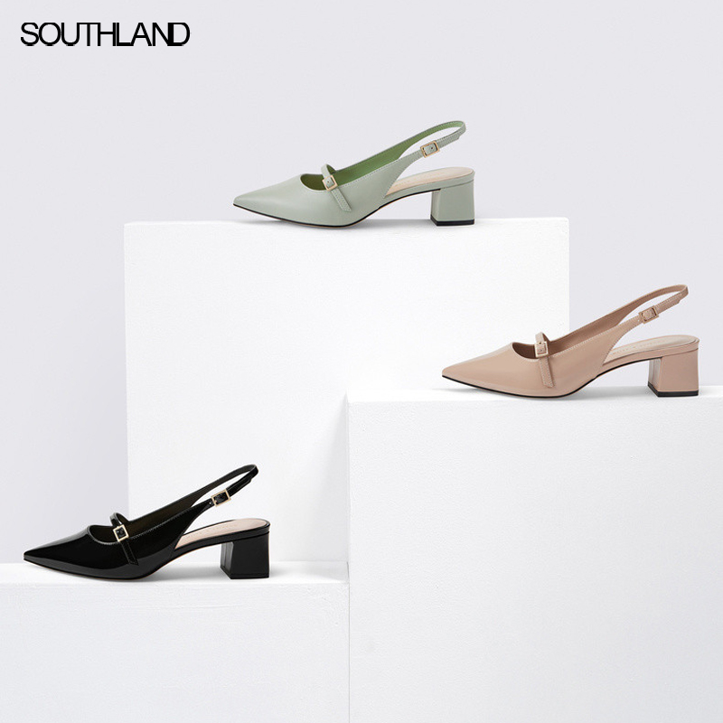 

SOUTHLAND blogger women shoes women sandals england office lady simple fashion cusp square heel sandals shoes woman, Beige