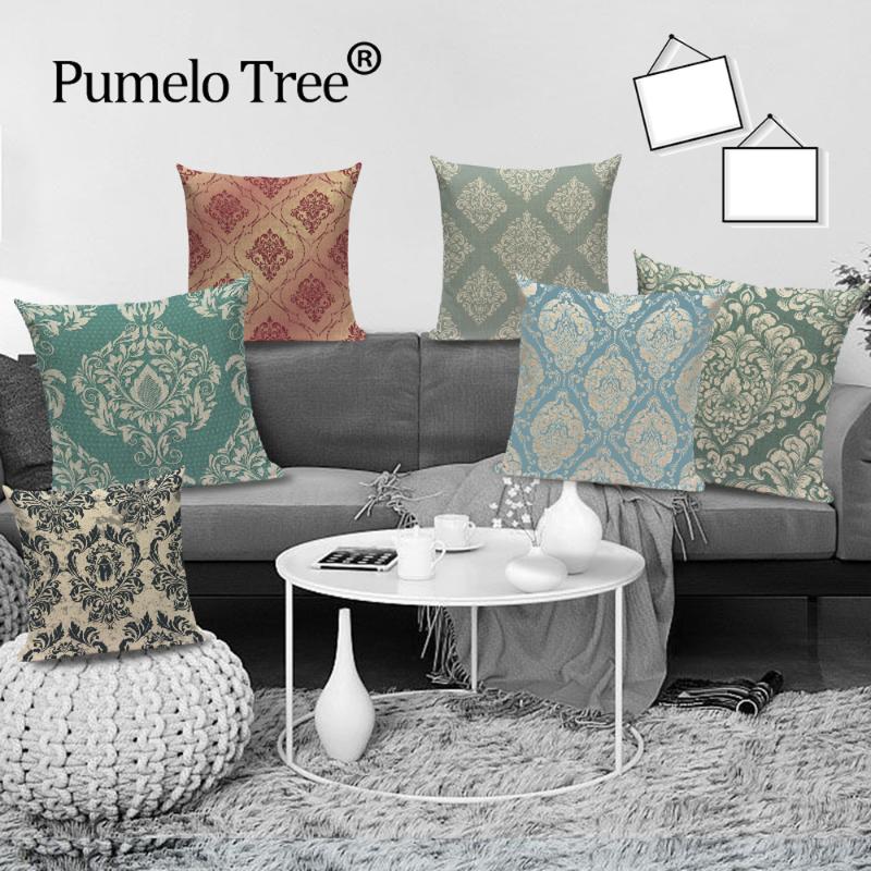 

Vintage Stripe Pillow Case Linen Cushion Cover Floral Plant Pillowcase Home Decoration Sofa Kussenhoes Cushions Cases Kissen, L1442-17