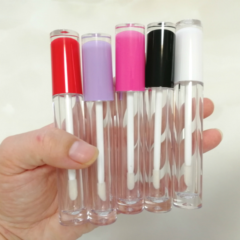 

2020 Cosmetics Pink Purple Red White Black Lipgloss Packaging Round Clear Lip Gloss Tube Empty Lipgloss Tubes Bottles Containers