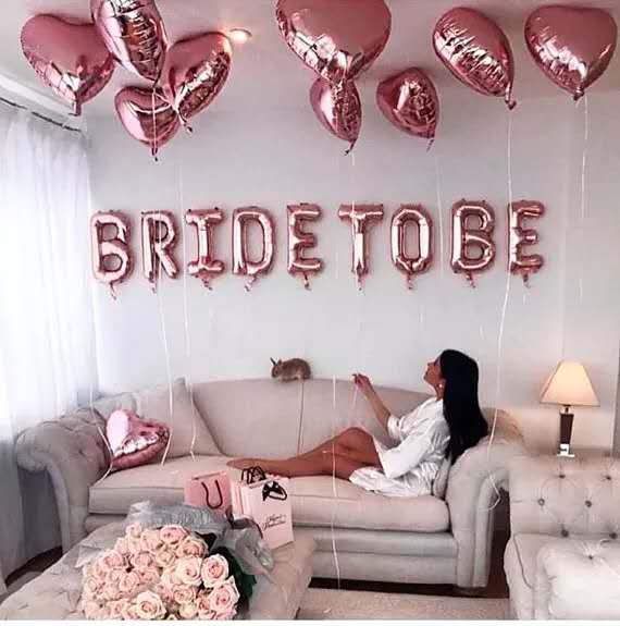 

1set 16inch Rose Gold Bride To Be Letter Balloons heart foil Balloon Hen Party Decorations Wedding Bachelorette Party Supplies
