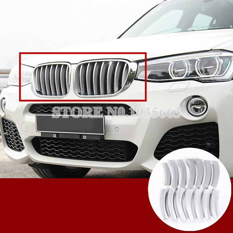 

For BMW X3 F25 ABS Front Grille Grid Molding Trim Cover 2011-2017 14pcs, Silver