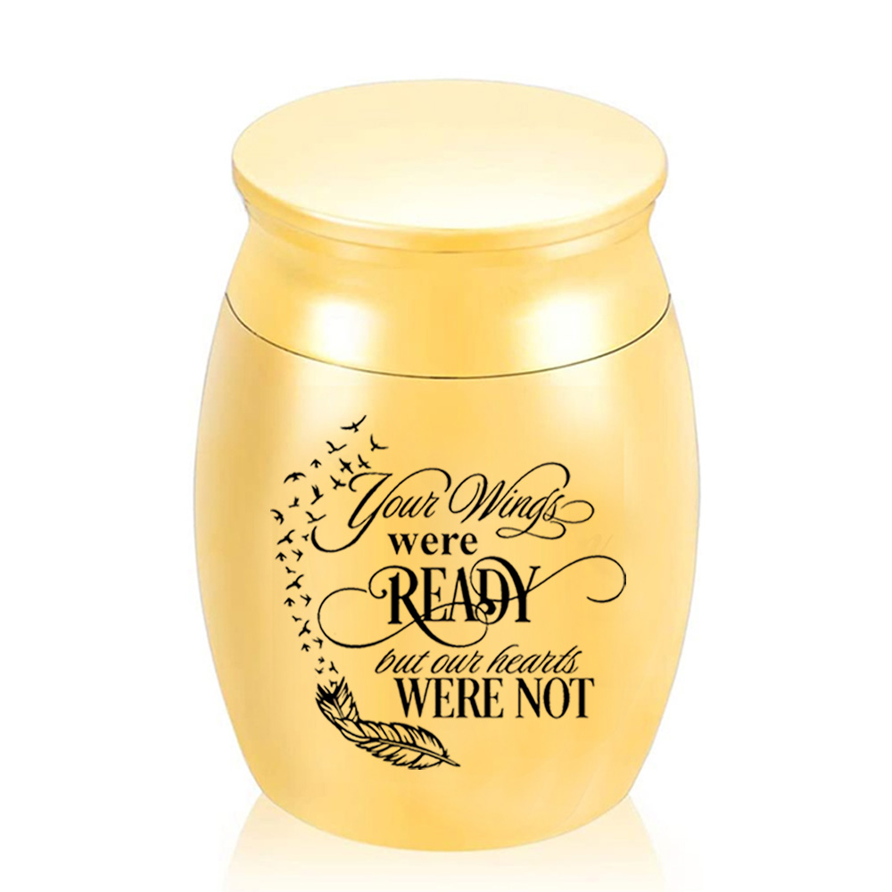 

(142x98mm) Cremation Urns Ashes Keepsake Aluminum alloy Memorial Mini Urns Funeral for Ashes Jar - Your Wings were Ready My Heart was Not