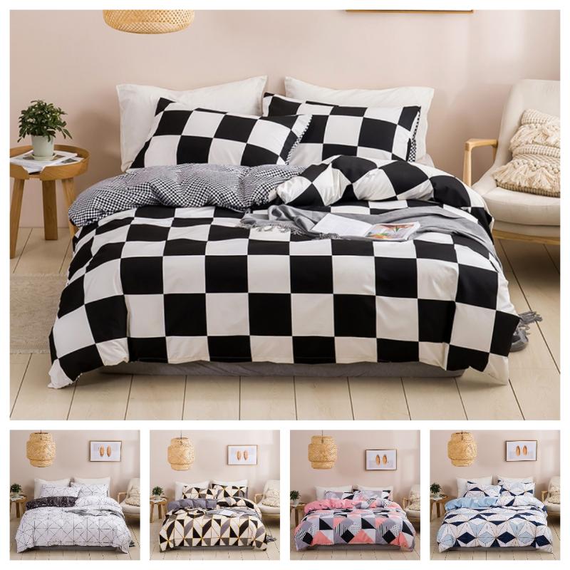 

Fashion 2 or 3pcs Bedding Set Simple Plaids Duvet Cover Sets with Zipper Closure 1 Quilt Cover + 1/2 Pillowcases US/EU/AU Size