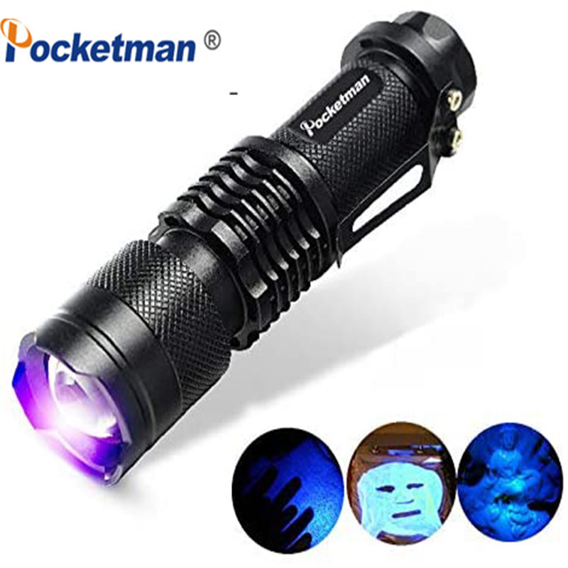 

300 LM Mini UV LED Torch One Mode Blacklight Zoomable UV-Ultraviolet Light LED Torcia Linterna Aluminum Lamp