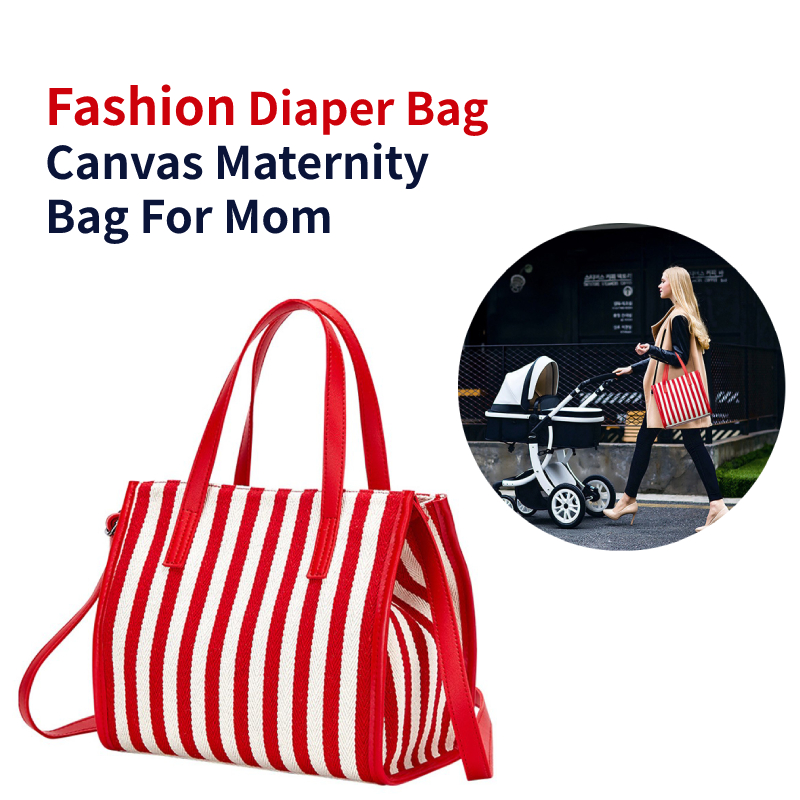 

Fashion Diaper Bag Canvas Maternity Bag For Mom Shoulder Slung Light Nappy Handbag Multifunctional Baby Care, Black stripes