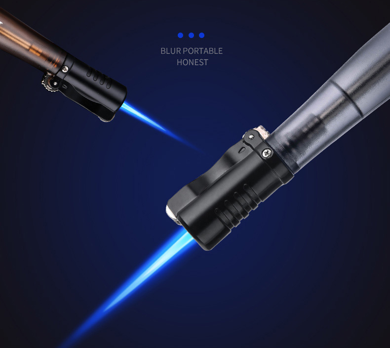 Torch Turbo Gas Lighter Blue Flame Spray Gun Cigar Pipe Butane Cigarette Lighter Refillable Smoking Accessories Household Lighter Wholesales-image-558841321
