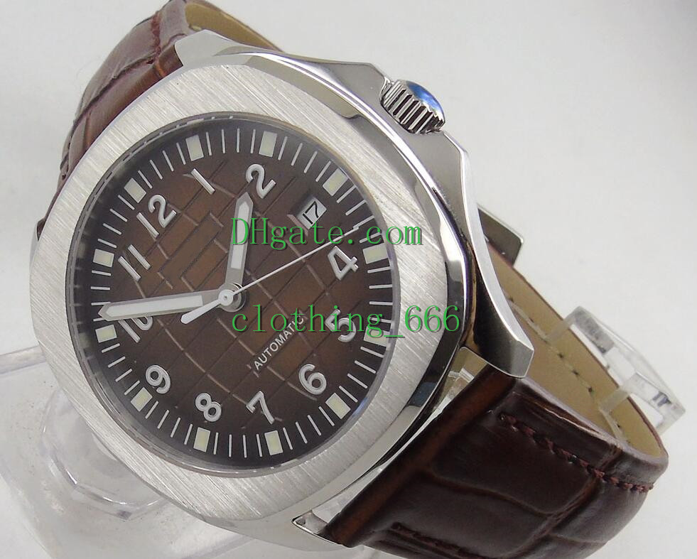 

free 5167 40mm automatic movement stainless steel brown dial 3atm waterproof leather strap original clasp fashion mens watches, 08