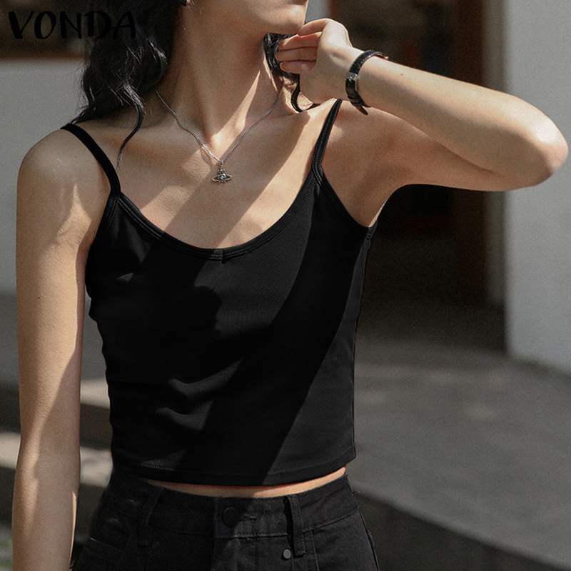 

Women' Tank Summer Top Sleeveless Holiday Beach Tees Sexy Tops 2020 VONDA Female Fitness Party Mini Tops Plus Size 5XL, Black