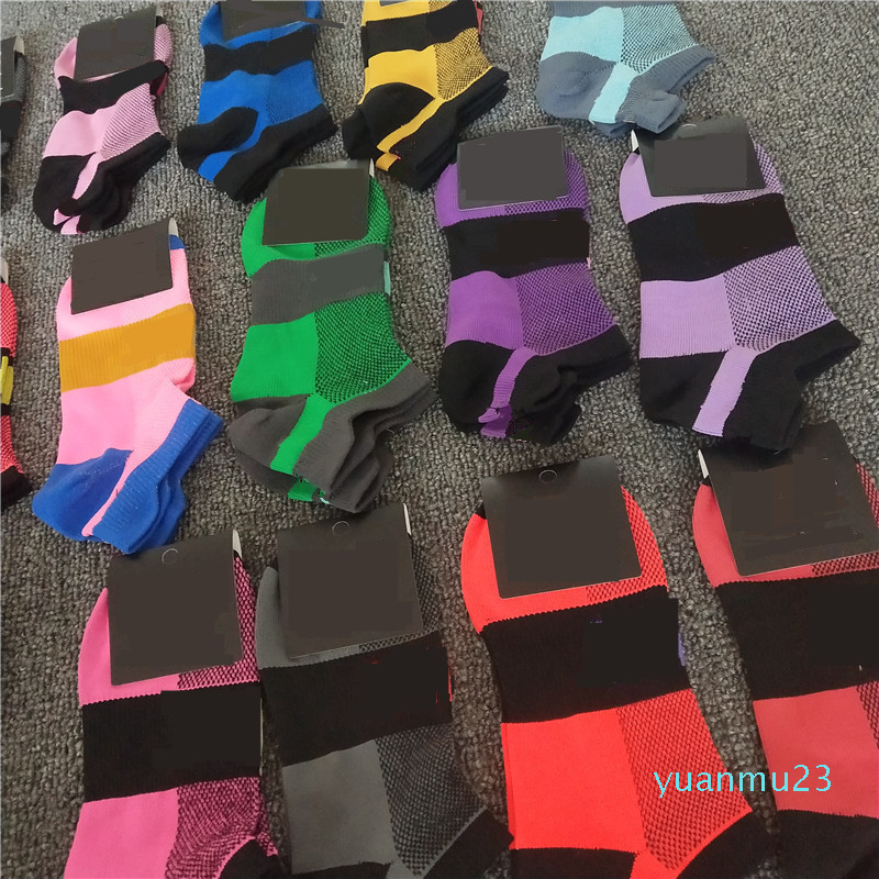 

Wholesale-New Fast Dry Socks Unisex Short Socks Adult Ankle Sock Cheerleader Socks Multicolors Good Quality With Tags, Mixed colors (with letter)