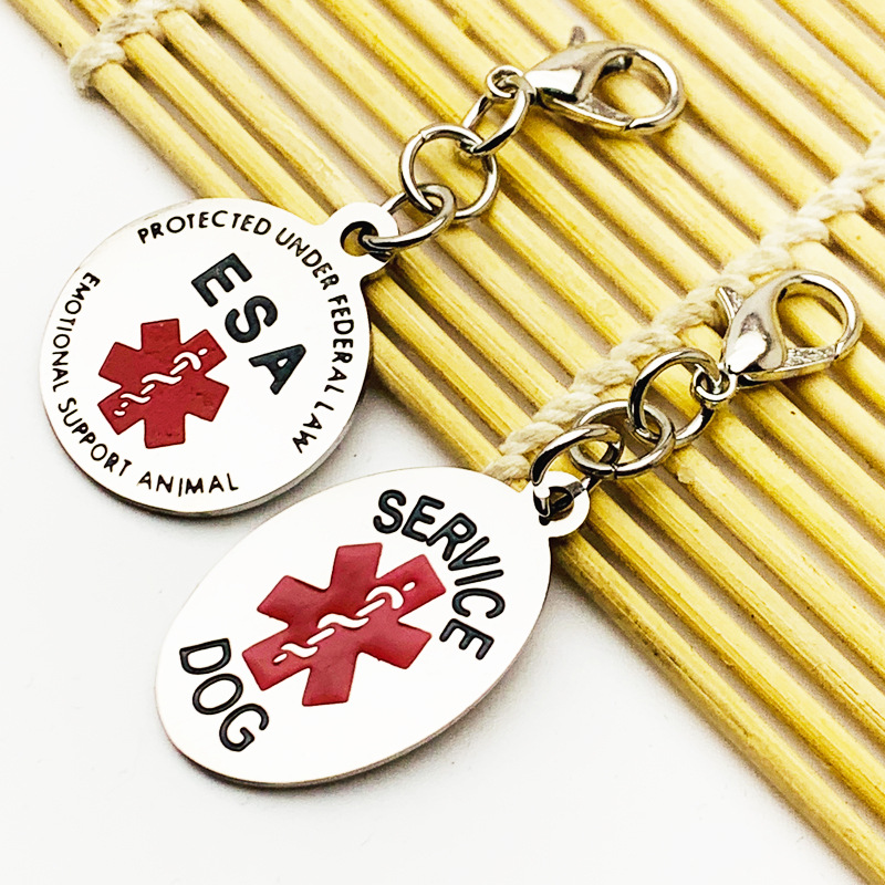 

ESA Support Keychain Medicine Logo Tag Keychain Emergency Life Channel Jewelry Gift, Slivery;golden