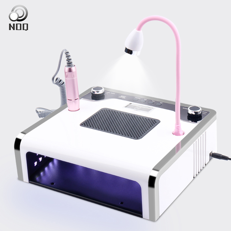 

NOQ 4In1 Lamp For Manicure Nails UV LED Lamp Cleaner Dust Collector Machine Max108W 54Pcs Leds Tools Vacuum Cleaning Nail File, Black