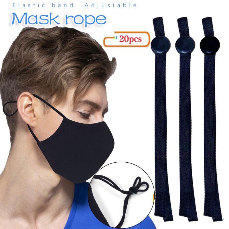 

20pcs Diy Elastic Band Ear Rope Knitting Band With Adjustable Button Sewing String Mask Ear Cords Round Elastic Diy Mask