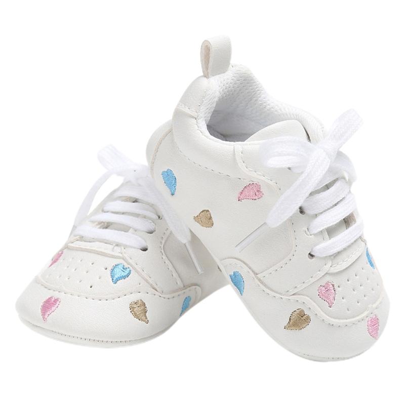 

Embroidery Flower Baby Prewalker Soft Sole PU Leather Lace-up Casual Shoes, As pic