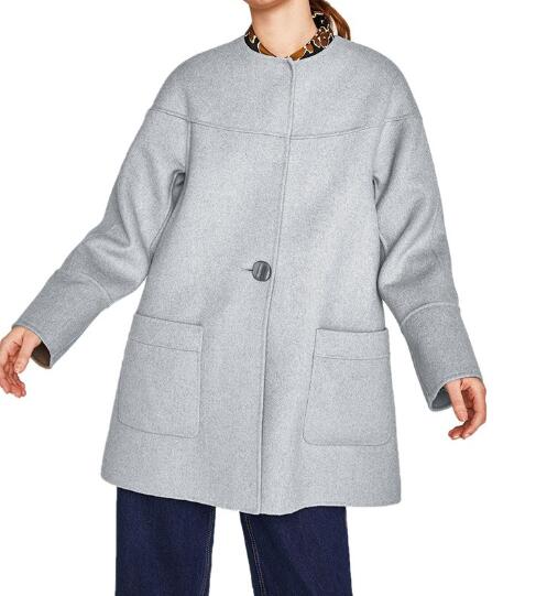 

ElfStyle] - SALE!! GREY WOOL CAPE COAT ROUND COLLAR LONG SLEEVE SINGLE BUTTON SIDE BIG POCKETS WOMAN HIGH QUALITY WOOL COATSFW, Gray