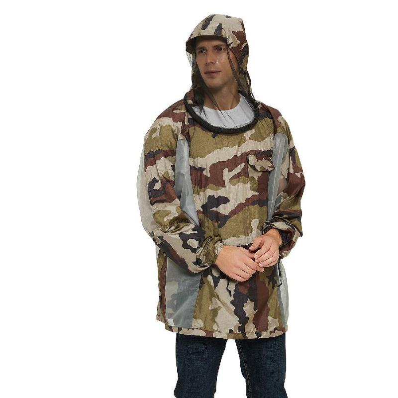 

Mounchain Outdoor Anti-mosquito Jacket Mesh Coat With Hood Mosquito Repellent Net Clothing Insect-proof Netting Tops, Camouflage top