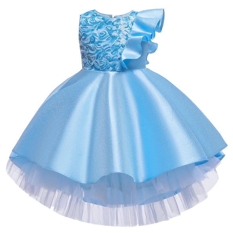 

Newest Cute Girl Ball Gown Elegant Children's Party Dress Fuchsia Kids Flower Girl Dresses, L5152-blue