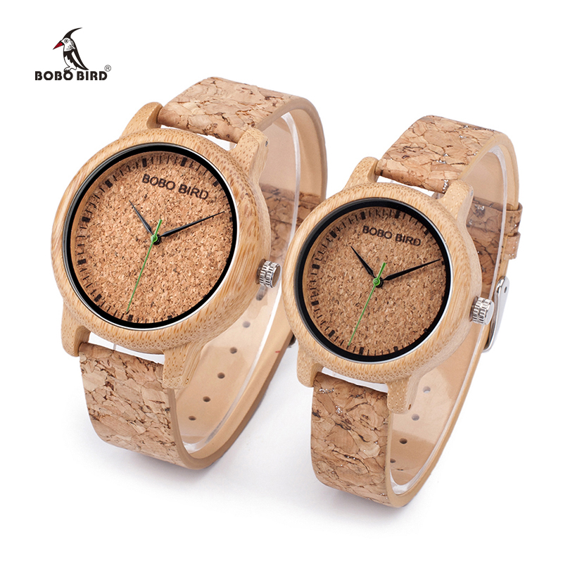 

BOBO BIRD relogio feminino Lovers Bamboo Quartz Watches Top Brand Fashion Cork Strap Wristwatches Timepiece aM11, Am12-women