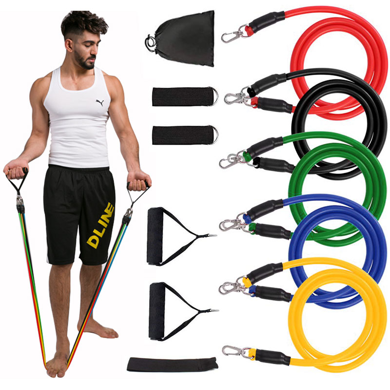 

11Pcs/Set Fitness Elastic Resistance Bands Set Yoga Band Rubber Expander Elastic Tube Latex Bands Gym Sports Training Pull Rope
