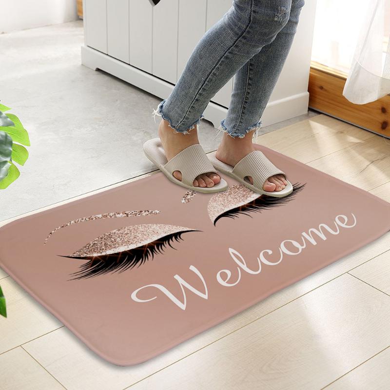 

Anti-slip Absorb water Bath mat Cartoon eyelash Bathroom kitchen bedroon floor mat Entrance Rugs kids prayer 40*60cm 0050