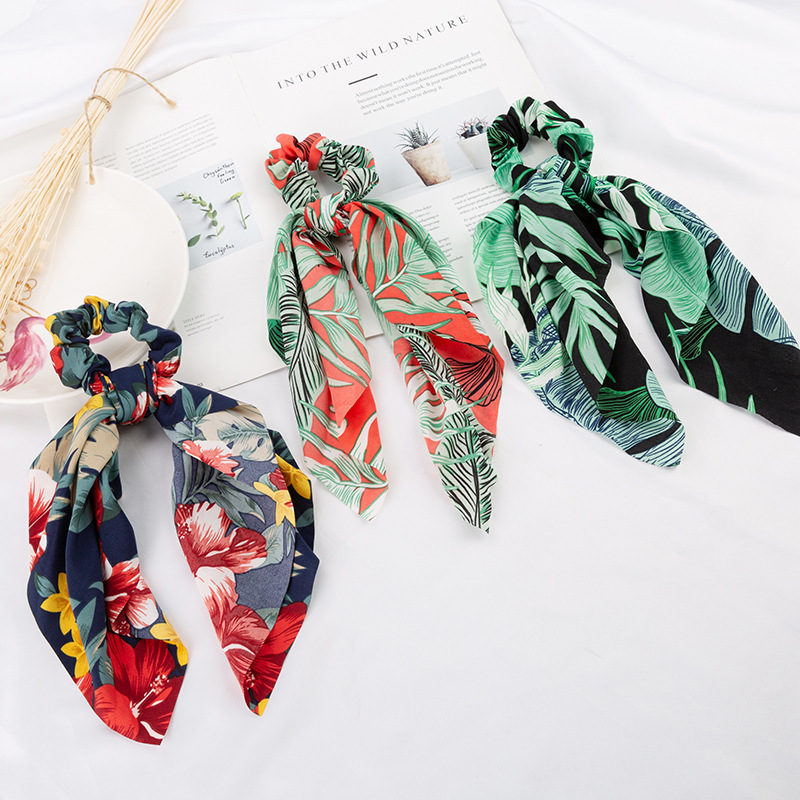 

New Women Hair Scrunchies Floral Printed Ladies Elastic Hair Bands Girl's Tie Accessories Ponytail Holder