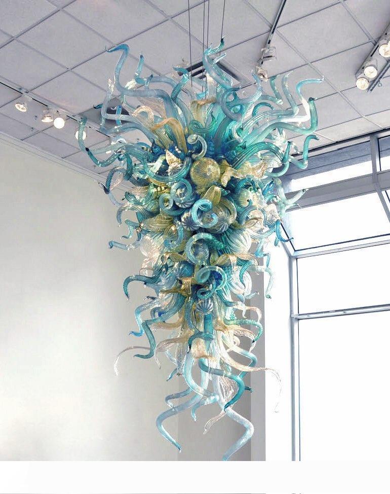 

Large Green Glass 76 Inches Large Chandelier Hand Blown Glass Chandelier Murano Chandeliers for Living Room Dining Room Bar