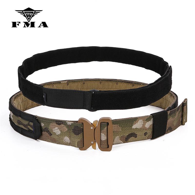 

FMA 1.75-2inch One-pcs Combat Belt Nylon Support Hunting Tactical Heavy Duty Buckle Pistol Belt Waist Free Shipping, Kh
