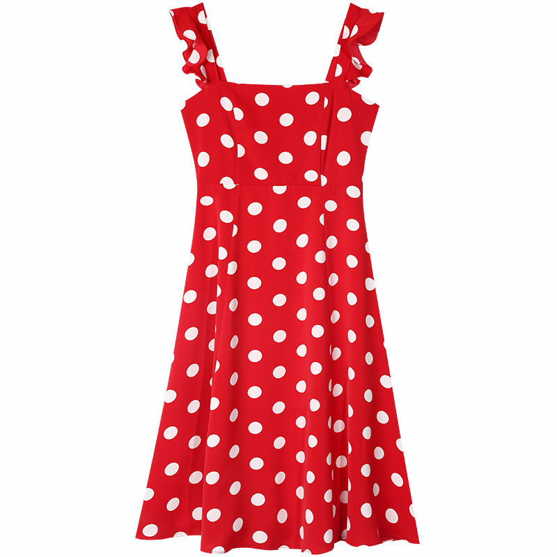 red and white polka dot dress