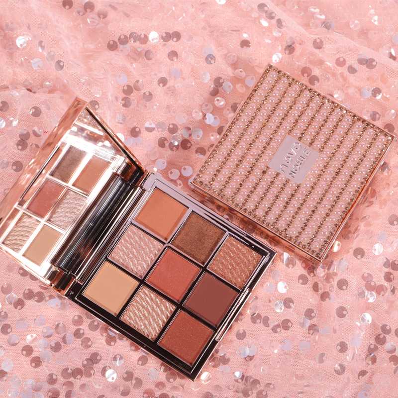 

Gorgeous Noble 9 Color Eyeshadow Palette Matte Shimmer Glitter Eye Makeup Waterproof Pigmented Delicate Powder Crystal Eyeshadow, 01