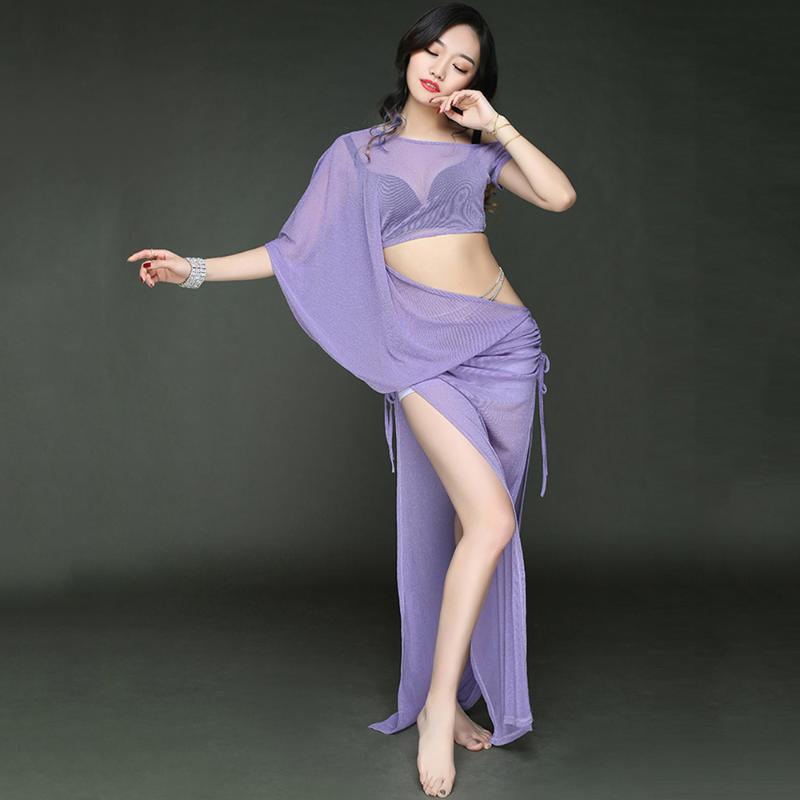 

NEW belly dance suit yar short sleeves belly dance clothes long dress women costumes, Black