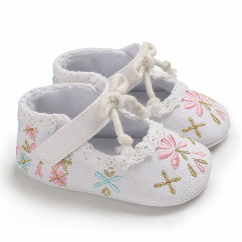 

Baby Cute Shoes Embroidery Baby Toddler First Walkers Crib Floral Soft Soled Anti-Slip Shoe Newborn Infant Girls Princess Shoes