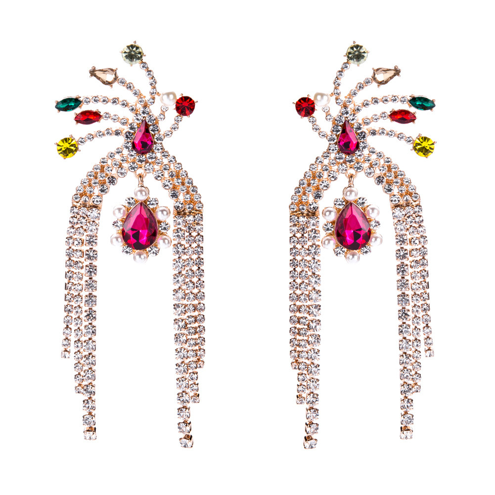 

EH7979 exaggerated alloy multilayer tassel earrings Diamond female fashion bohemian style hot sale