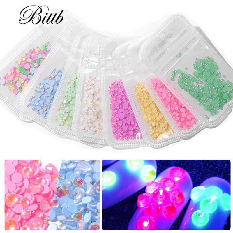 

Bittb Luminous Rhinestone Fluorescent Crystal Flatback Nail Rhinestone Charms 3D Nail Art Decoration Accessories Glow in Dark