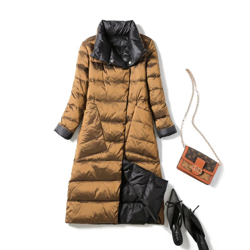 

High Quality Wear on Both Sides Women's Down Jacket Fashion White Duck Down Female Winter Parkas Women's Clothing Abrigos Zjt183, Black
