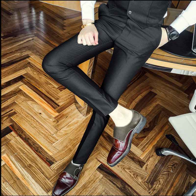 

Solid Black Slim Fit Suit Pant Men Busines Office Social Men Trouser 2020 Mens Formal Pants Vintage Pantalon Costume Homme Slim