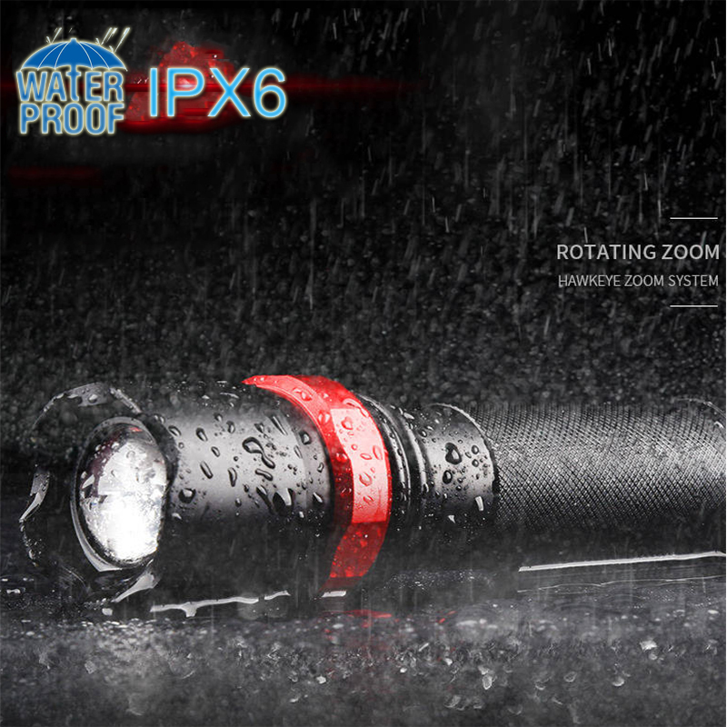 

LED XM-L T6 8000LM Aluminum Waterproof Zoomable Torch 5 modes By Rechargeable 18650 Battery as Power bank