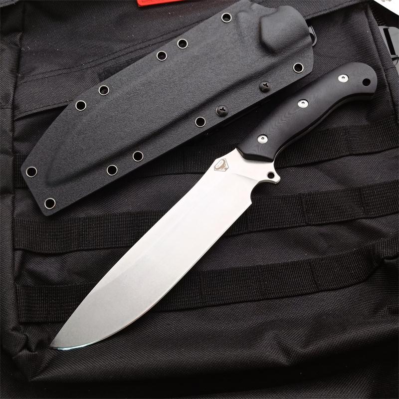 

Promotion High End Survival Straight knife DC53 Stone Wash Drop Point Bade Black G10 Full Tang Handle With Kydex