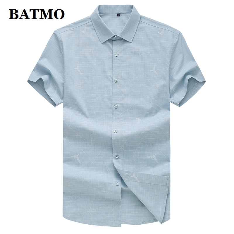

BATMO 2020 new summer high quality shirts men,men's casual shirt,plus-size -XXXL CY80125, Light blue