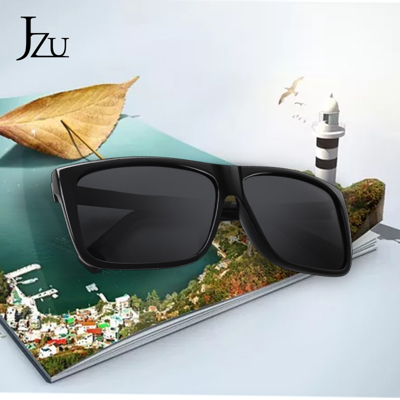 

JZU 2020 New Polarized Cool Fashion Classic Sunglasses Men Mirrored Driving Glasses Black Rectangle Sunglasses Male