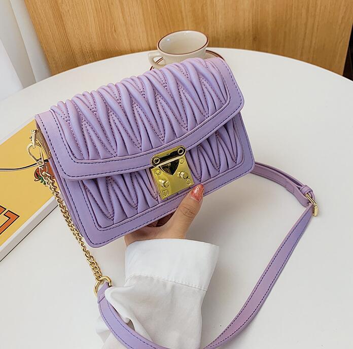 

Factory wholesale women handbag high quality leather shoulder bag small fresh fold womens messenger bags sweet striped fashion handbags