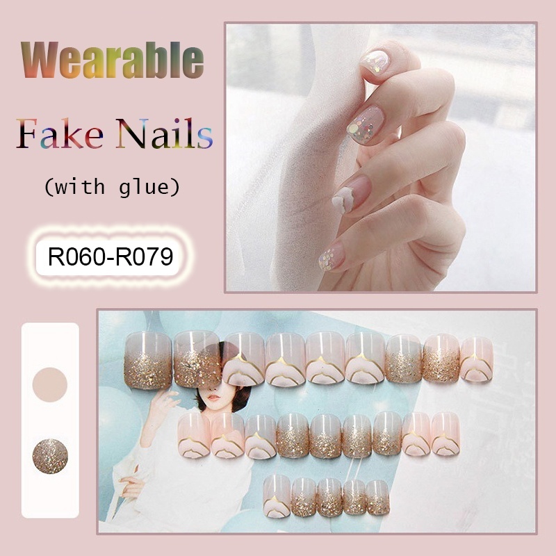 

24pcs Jumping Color False Nails Matte Glitter Candy Color Wearable Fake Nail Tips Waterproof Removable Fake Nail Come with Glue, R062