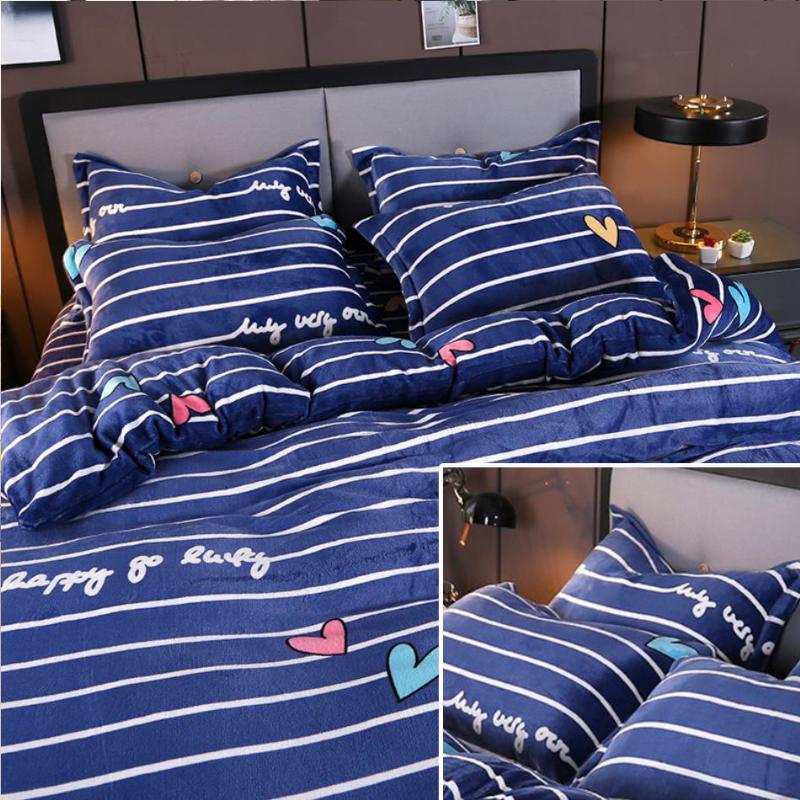 

YanTing Home Textile Printed Flannel Fleece 100% Microfiber Fabric Bedding Set Duvet Cover Pillows Case 3PC Spring Autumn Winte, 1duvet cover 2sham