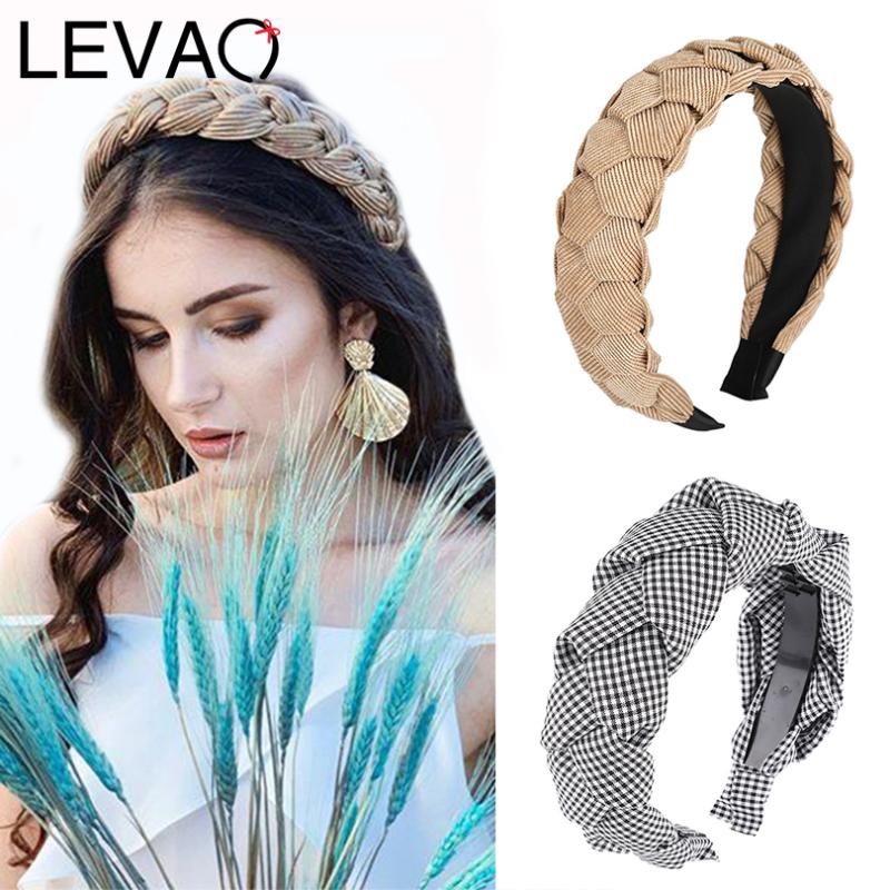 

LEVAO New Handmade Twist Plaid Headband Female Elegant Bezel Turban Women Hairbands Girls Hair Accessories Hair Hoop Headwear