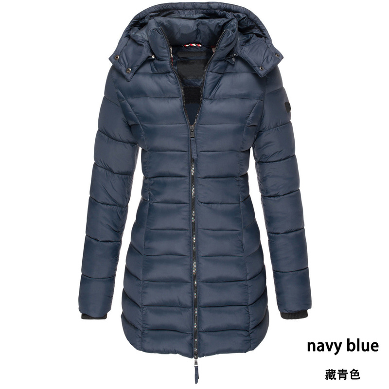 

Zogaa 2020 Women Parka Winter Hooded Warm Coat Solid Color Slim Cotton Padded Jacket Female Long Parka Womens Wadded Feminina, Black